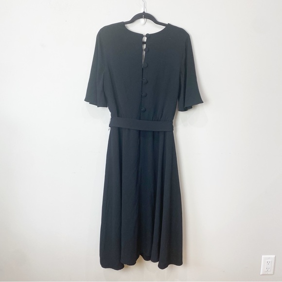 Dress The Population Lydia Dress Black Flutter Sleeve Midi Slit - Picture 4 of 12